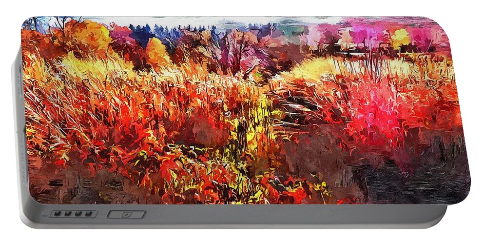 Autumn Portable Battery Charger featuring the mixed media Autumn Field by Christopher Reed