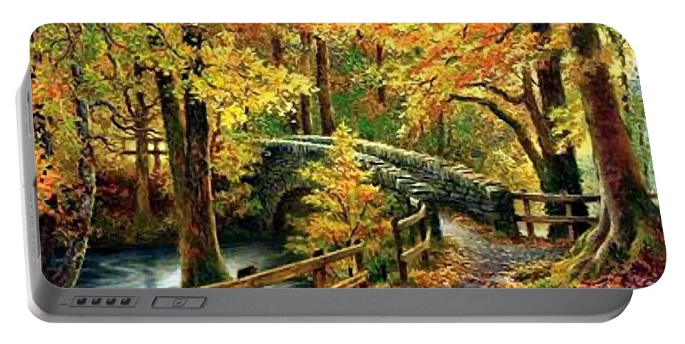 Autumn Portable Battery Charger featuring the photograph Autumn Hiking Bridge In The Smoky Mountains by Sandi OReilly