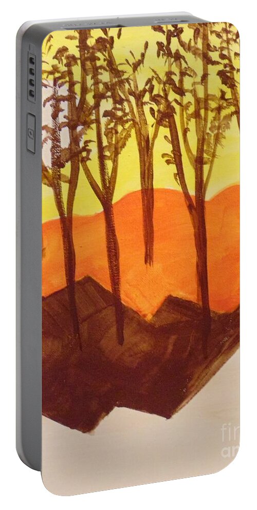 Landscape Portable Battery Charger featuring the painting Autumn Hills by Saundra Johnson