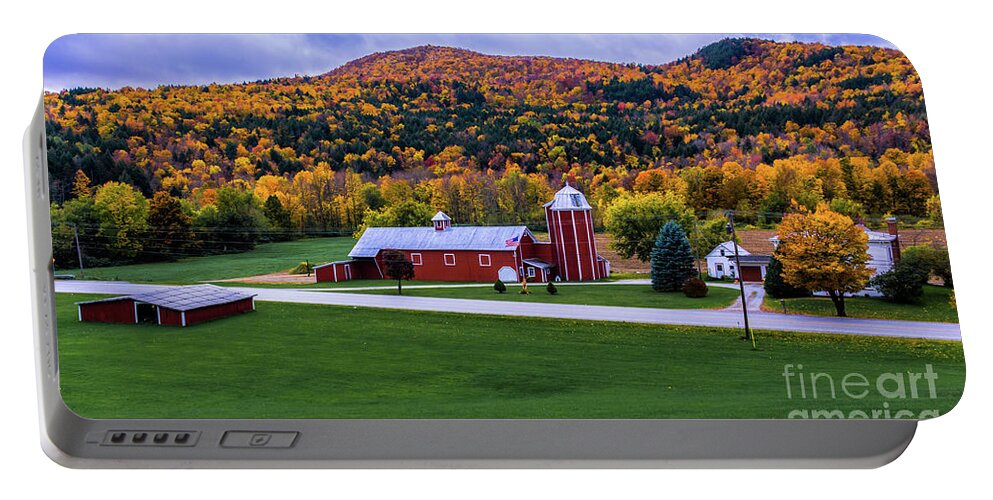 Barn Portable Battery Charger featuring the photograph Autumn in Montgomery Vermont by Scenic Vermont Photography