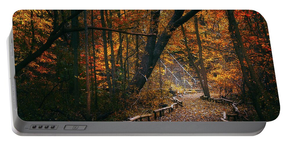 Fall Portable Battery Charger featuring the photograph Autumn in Riverside Park by Scott Norris