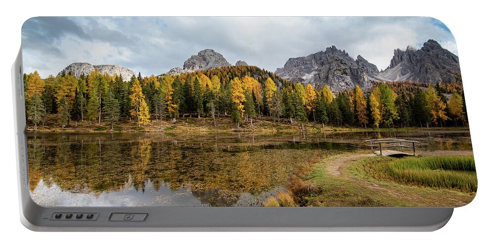 Autumn Portable Battery Charger featuring the photograph Autumn landscape with mountains and trees by Michalakis Ppalis