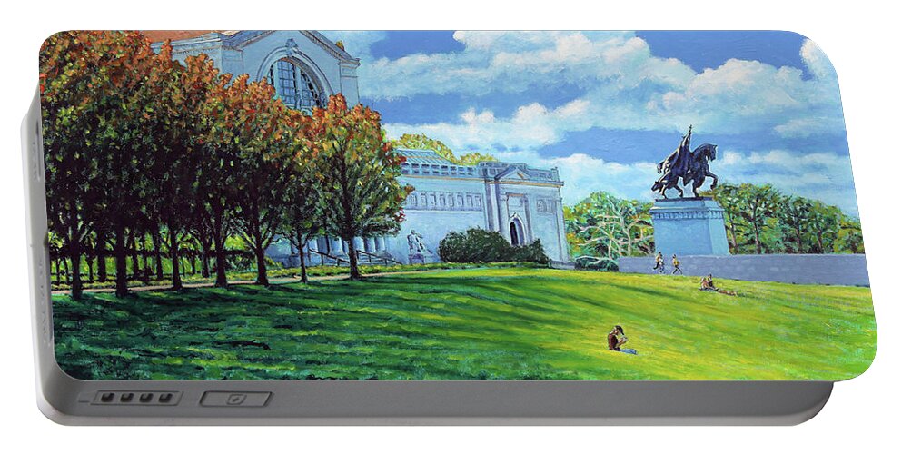 St. Louis Art Museum Portable Battery Charger featuring the painting Autumn On Art Hill by John Lautermilch