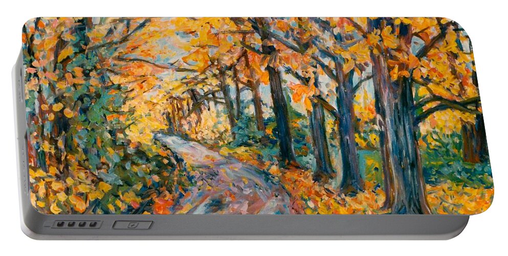 Autumn Portable Battery Charger featuring the painting Autumn Road by Kendall Kessler