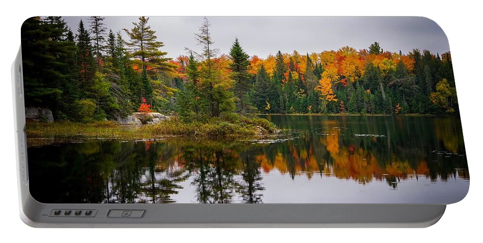 Lake Portable Battery Charger featuring the photograph Autumn Serenity by Stephen Sloan