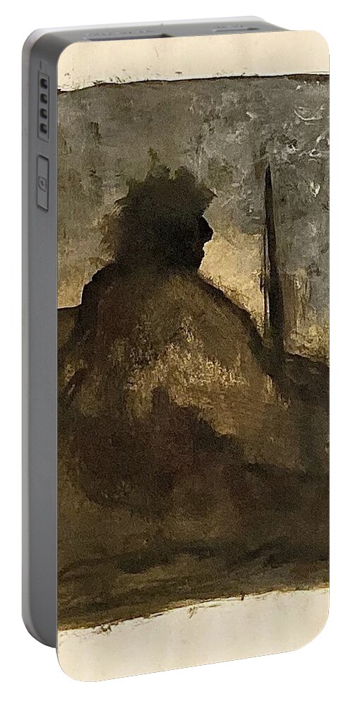 Sitting Portable Battery Charger featuring the painting Autumn thoughts by David Euler