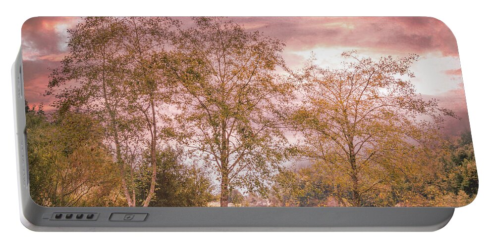 Mountains Portable Battery Charger featuring the photograph Autumn Trees on the Edge of the Lake by Debra and Dave Vanderlaan
