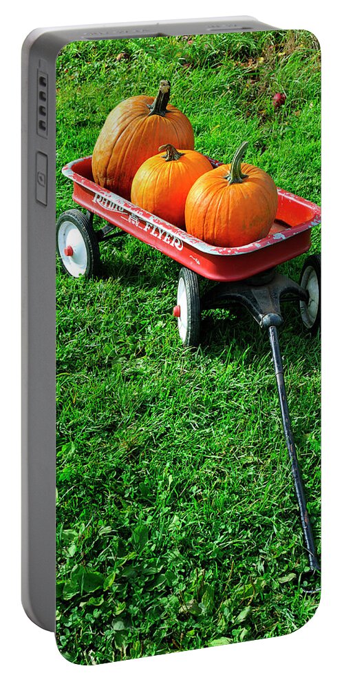 Little Red Wagon Portable Battery Charger featuring the photograph Autumn Wagon by Luke Moore