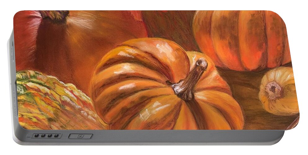 Autumn Portable Battery Charger featuring the pastel Autumn's Bounty by Juliette Becker