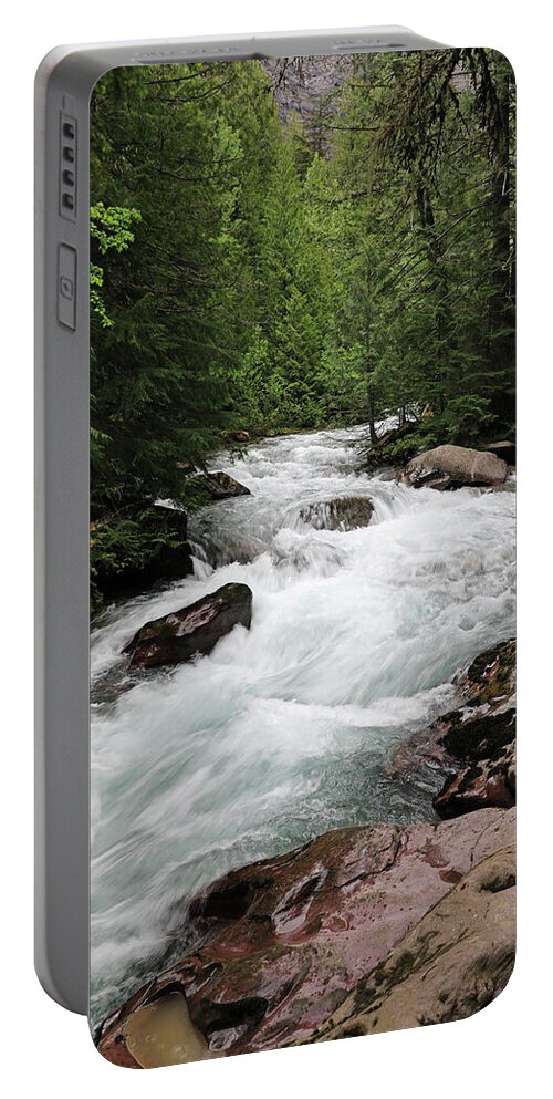 Avalanche Falls Portable Battery Charger featuring the photograph Avalanche Creek - Glacier National Park by Richard Krebs