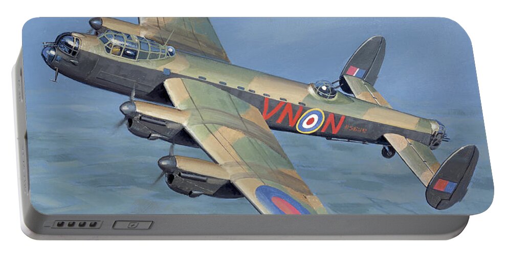 Aviation Portable Battery Charger featuring the painting Avro Lancaster by Jack Fellows