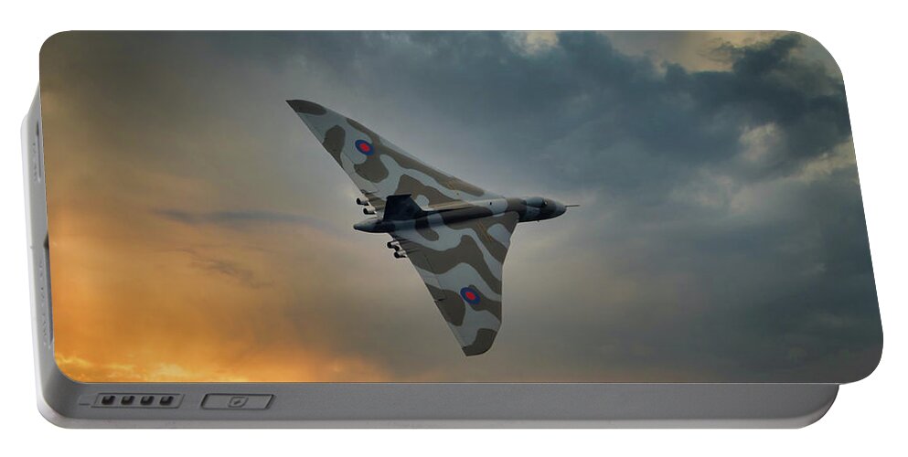 Aerial Portable Battery Charger featuring the photograph Avro Vulcan RAF Bomber Aircraft by Rick Deacon