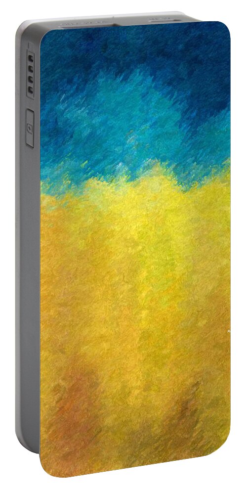 Abstract Portable Battery Charger featuring the painting Awaiting 2021 by Rafael Salazar