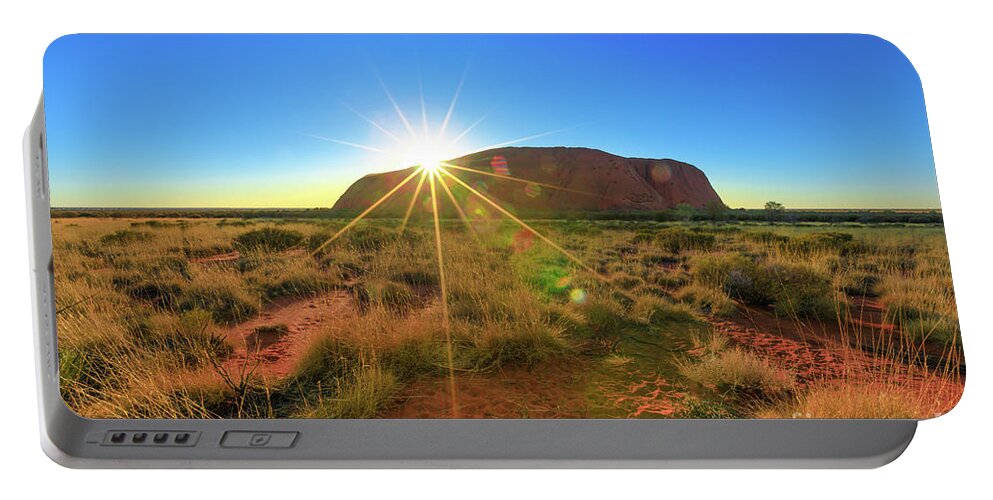 Australia Portable Battery Charger featuring the photograph Ayers Rock at sunrise by Benny Marty