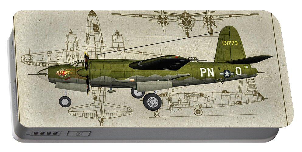 Martin B-26 Marauder Portable Battery Charger featuring the photograph B-26 Flak Bait Profile Art by Tommy Anderson