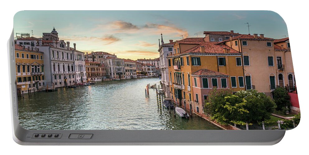 Fine Art Photo Portable Battery Charger featuring the photograph B0009354x2-2060_Sunset on the Grand Canal during the Lockdown, Venic by Marco Missiaja