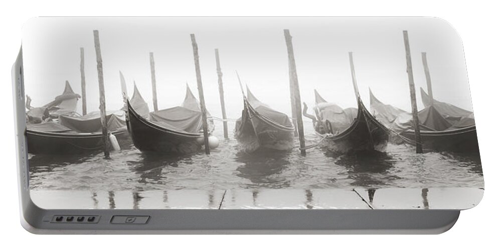 Fine Art Portable Battery Charger featuring the photograph B_00682 - Sleeping gondolas, Venice by Marco Missiaja
