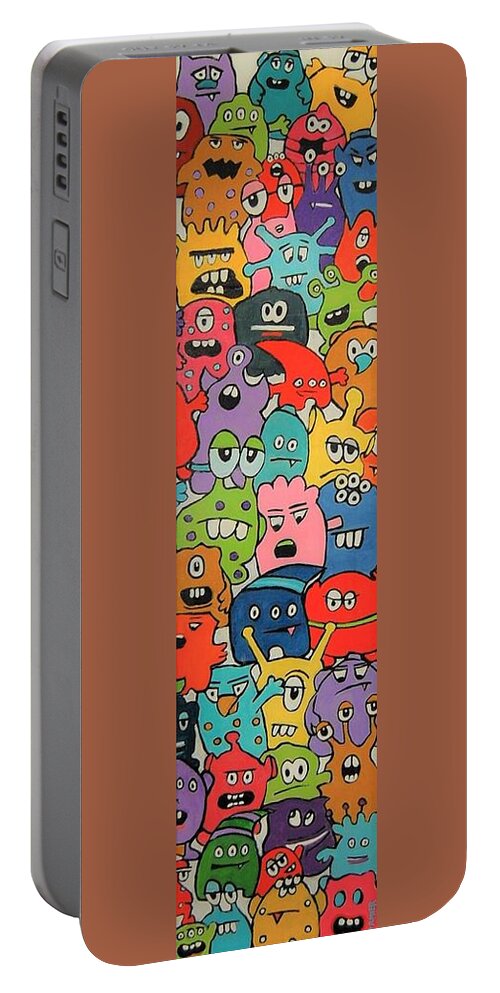 Crowd Portable Battery Charger featuring the painting Babble Two by Jean Cormier