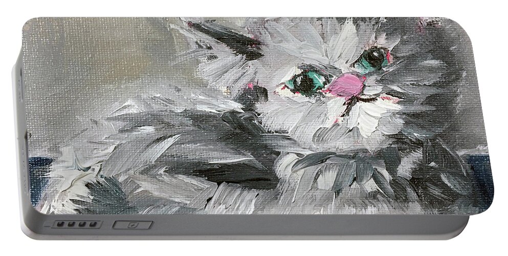 Pet Portable Battery Charger featuring the painting Babe Persian Cat by Roxy Rich