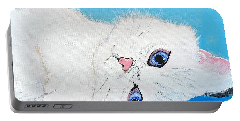 Pets Portable Battery Charger featuring the painting Baby Blue Eyes by Kathie Camara