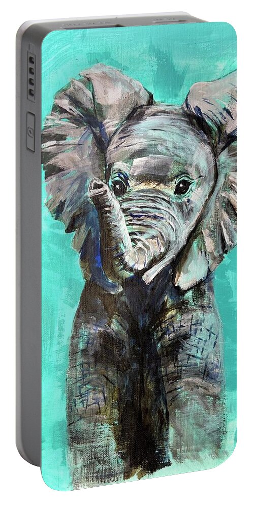 Elephant Portable Battery Charger featuring the painting Baby Elephant by Kelly Smith