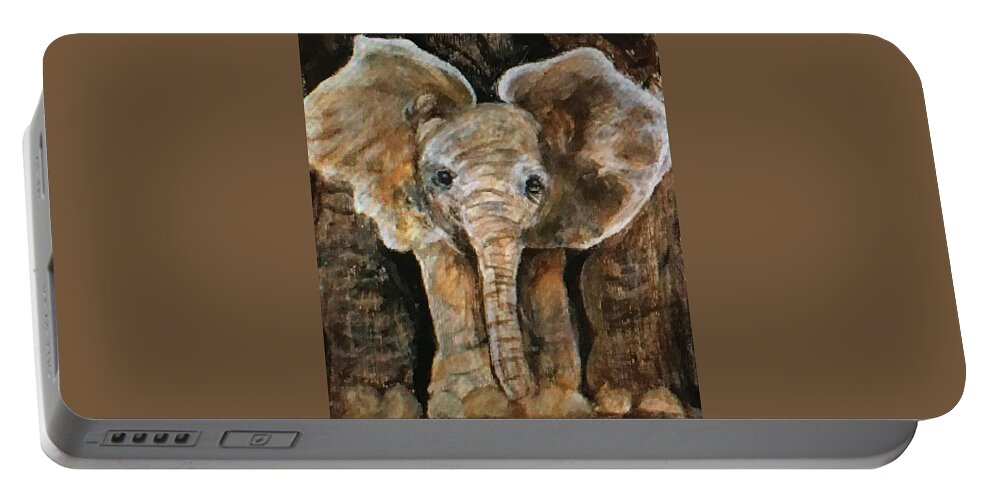 Art Portable Battery Charger featuring the painting Baby Elephant by Tammy Pool