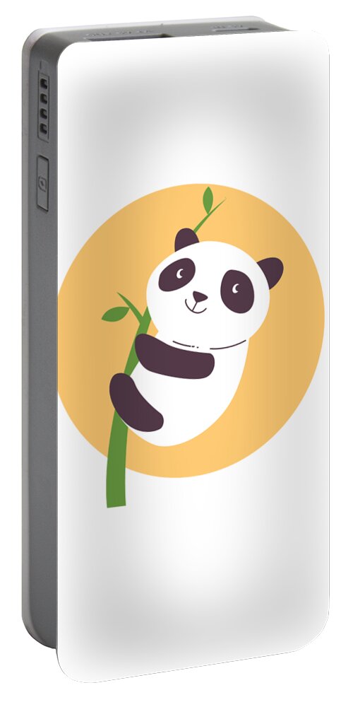 Adorable Portable Battery Charger featuring the digital art Baby Panda Hugging an Eucalyptus Plant by Jacob Zelazny