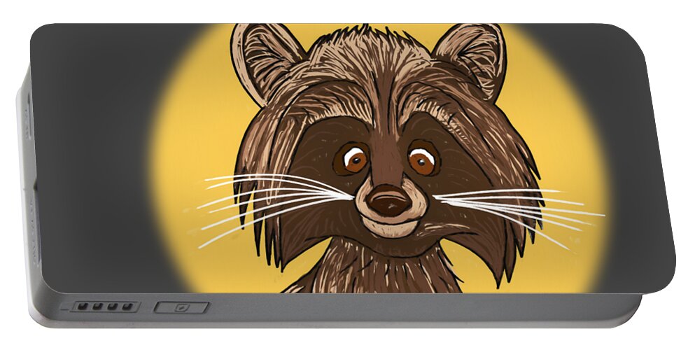 Raccoon Portable Battery Charger featuring the digital art Baby Raccoon by John Haldane