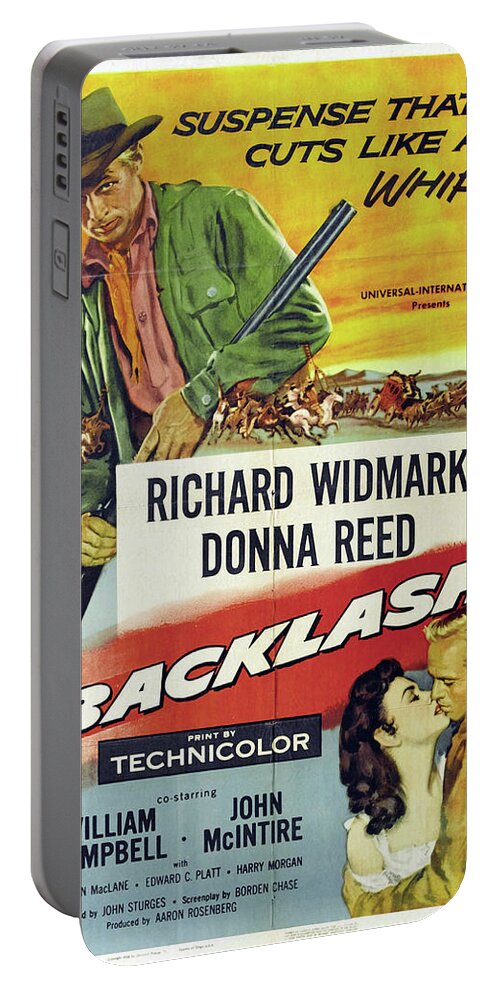 Backlash Portable Battery Charger featuring the mixed media ''Backlash'', with Richard Widmark and Donna Reed, 1956 by Stars on Art