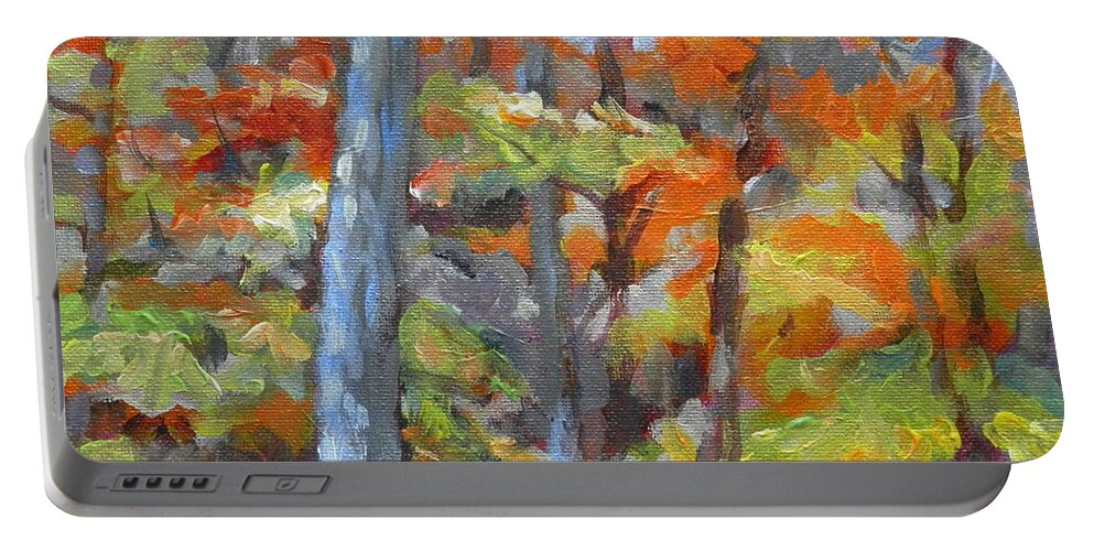 Fall Foliage Portable Battery Charger featuring the painting Backyard Fall 2 by Martha Tisdale