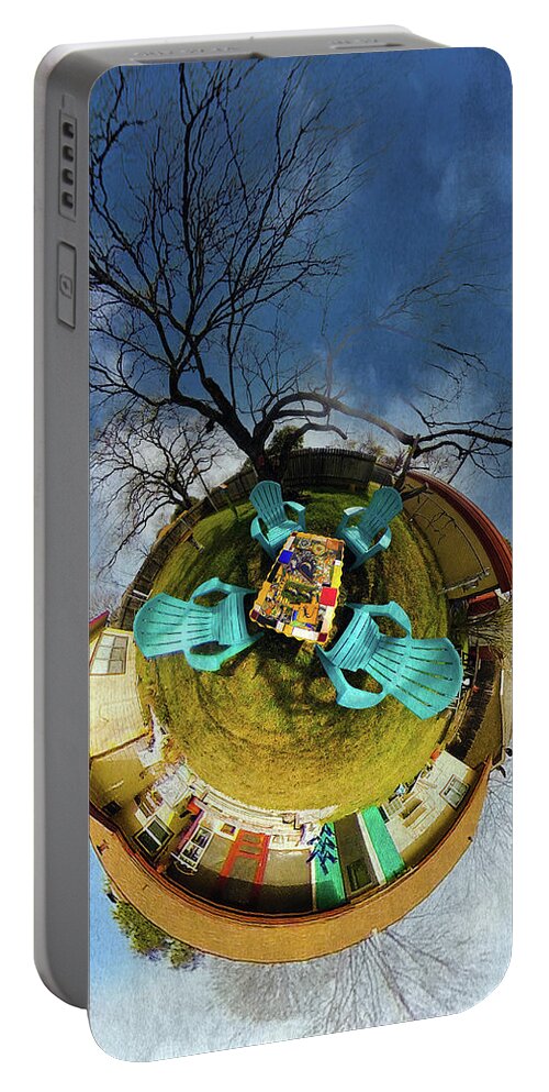 360° Portable Battery Charger featuring the digital art Backyard Flight by Joe Houde