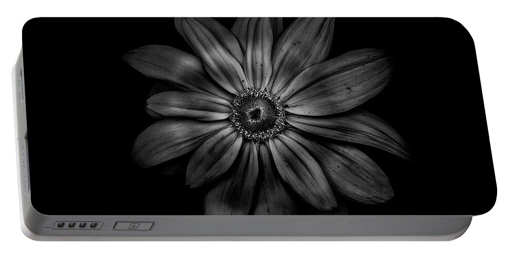 Brian Carson Portable Battery Charger featuring the photograph Backyard Flowers In Black And White 34 by Brian Carson