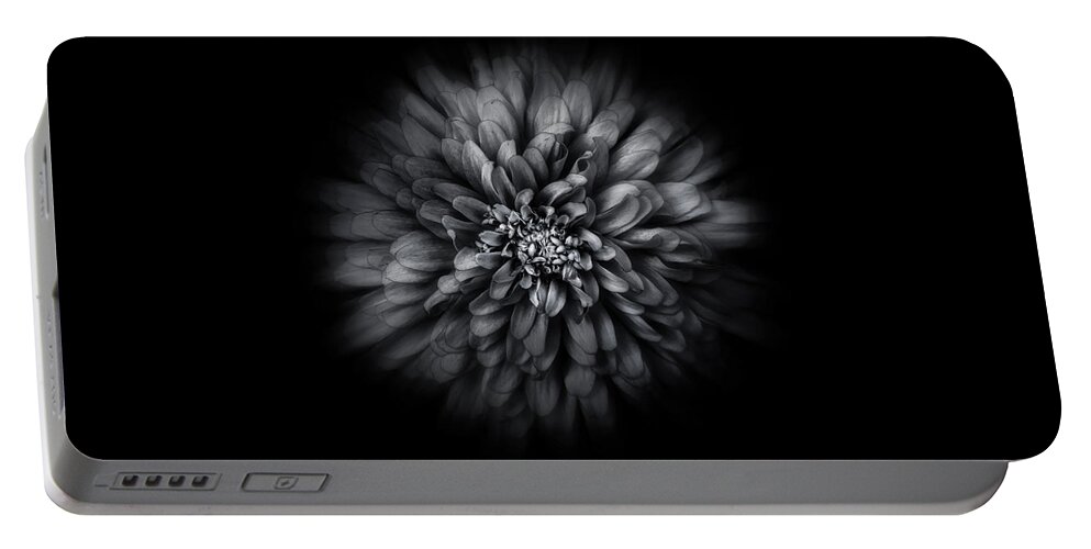 Abstract Portable Battery Charger featuring the photograph Backyard Flowers In Black And White 68 Flow Version by Brian Carson