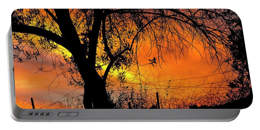 Sunset Portable Battery Charger featuring the photograph Backyard Sunset Glow by L J Oakes