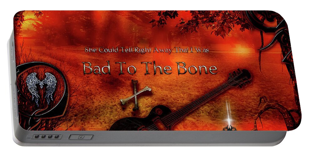 Bad To The Bone Portable Battery Charger featuring the digital art Bad To The Bone by Michael Damiani
