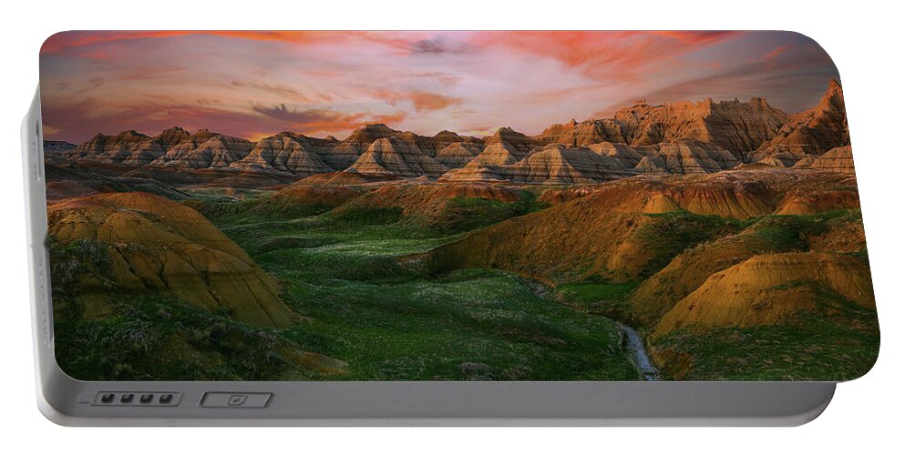 Badlands Sunrise Portable Battery Charger featuring the photograph Badlands Beauty by Dan Sproul
