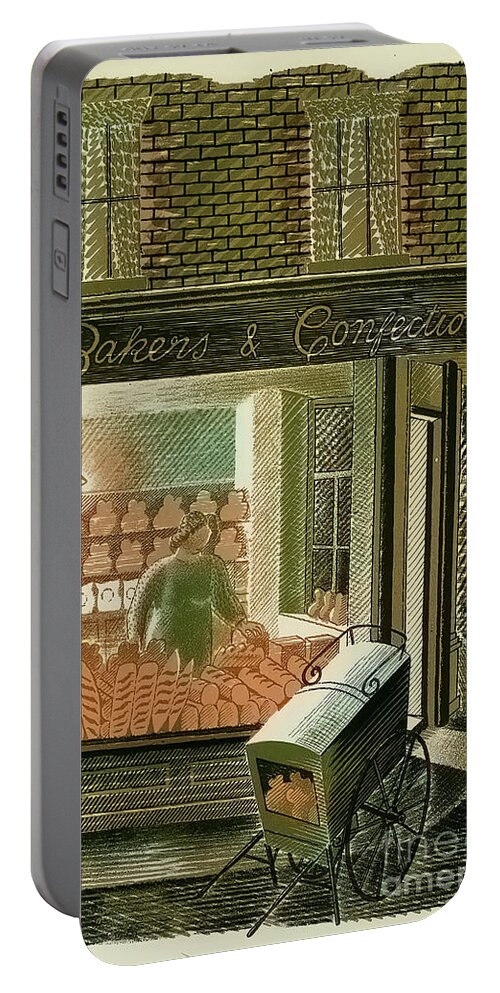 Bakery Portable Battery Charger featuring the photograph Bakers and Confectioners by Eric Ravilious by Jack Torcello