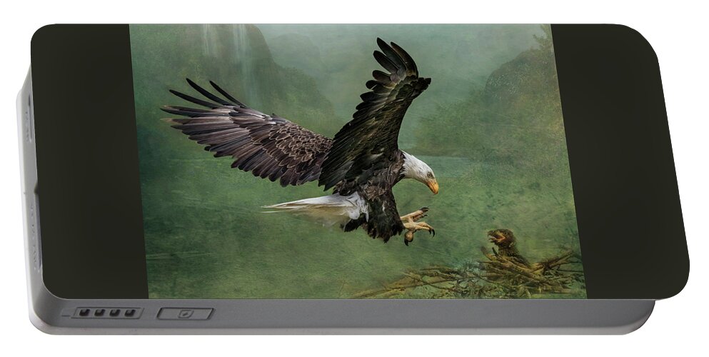 Eagle Portable Battery Charger featuring the photograph Bald Eagle Landing by Patti Deters