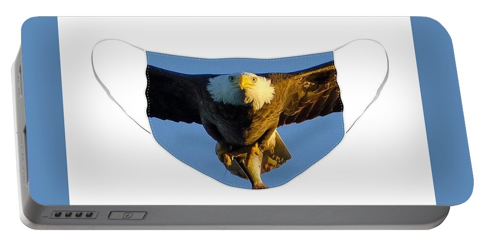 North American Bald Eagle Portable Battery Charger featuring the photograph Bald Eagle Face Mask with Fish by Jeff at JSJ Photography