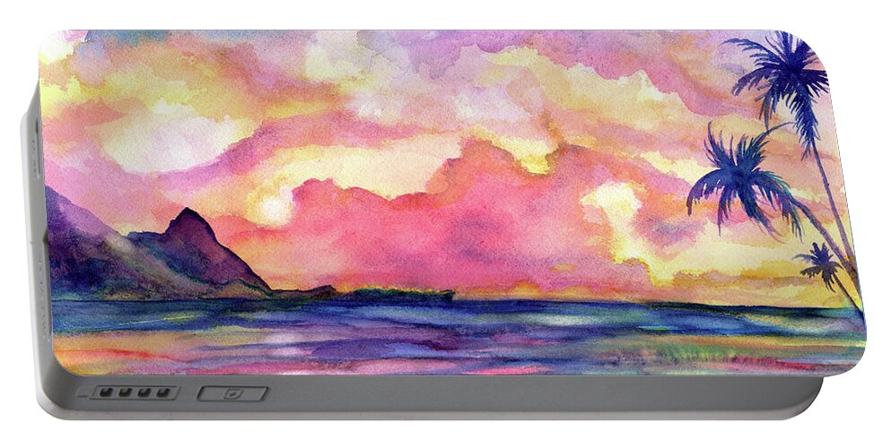 Bali Hai Portable Battery Charger featuring the painting Bali Hai Sunset 2 by Marionette Taboniar