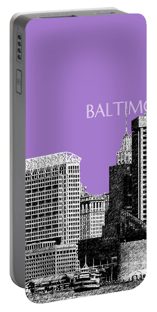 Architecture Portable Battery Charger featuring the digital art Baltimore Skyline 1 - Violet by DB Artist