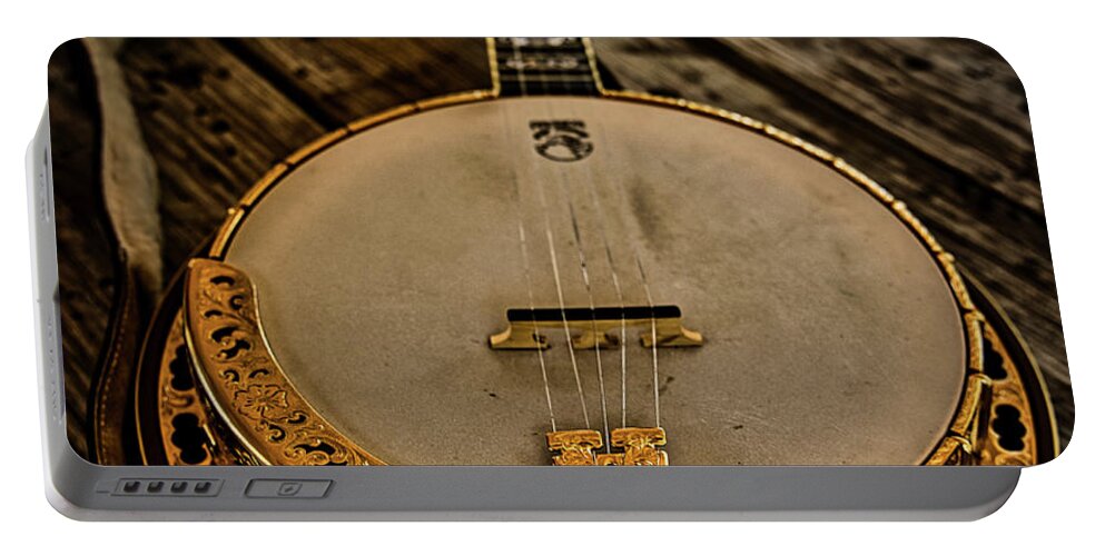 Instrument Portable Battery Charger featuring the photograph Banjo by Rene Vasquez