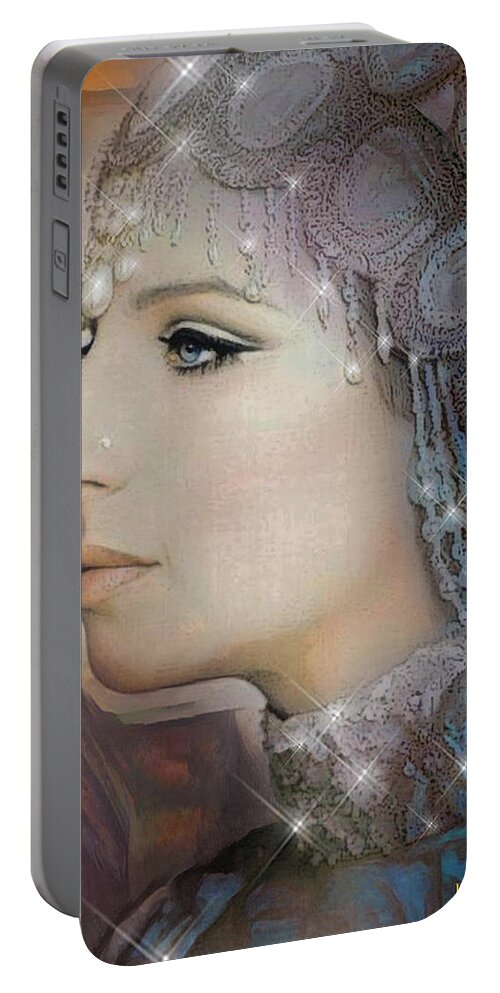  Portable Battery Charger featuring the digital art Barbra Streisand 12 by Richard Laeton