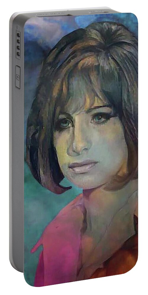  Portable Battery Charger featuring the digital art Barbra Streisand 15 by Richard Laeton