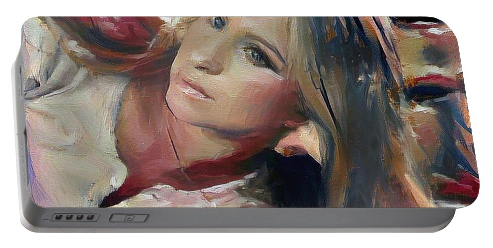  Portable Battery Charger featuring the digital art Barbra Streisand 31 by Richard Laeton