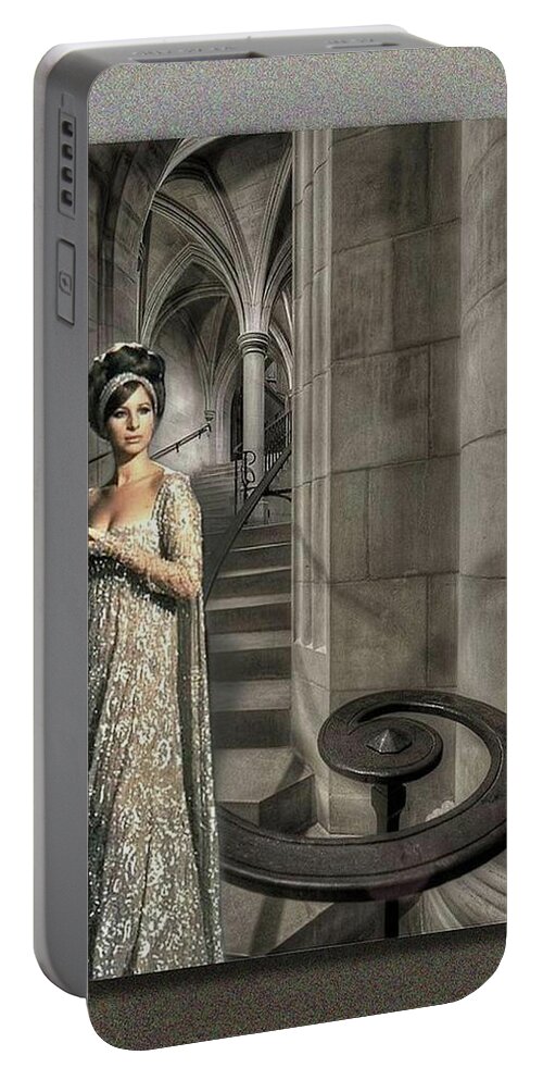  Portable Battery Charger featuring the digital art Barbra Streisand 43 by Richard Laeton