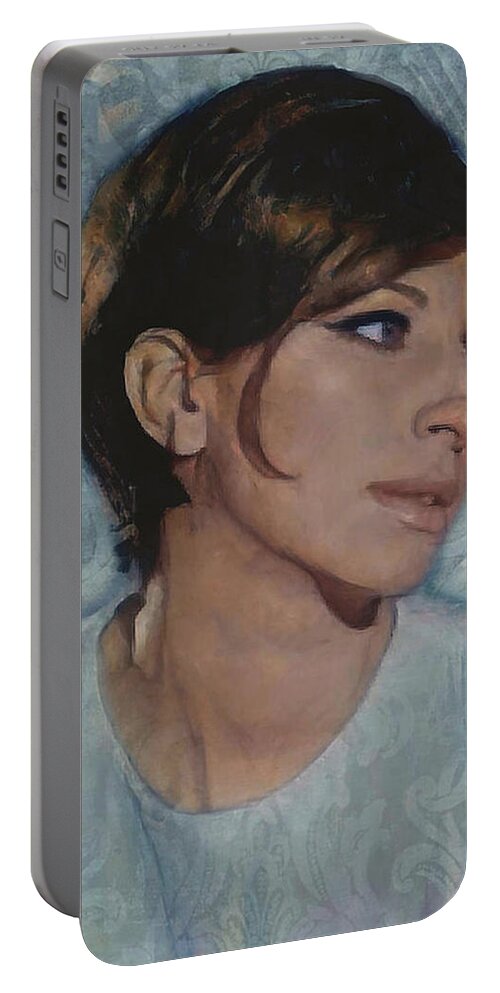  Portable Battery Charger featuring the digital art Barbra Streisand 65 by Richard Laeton