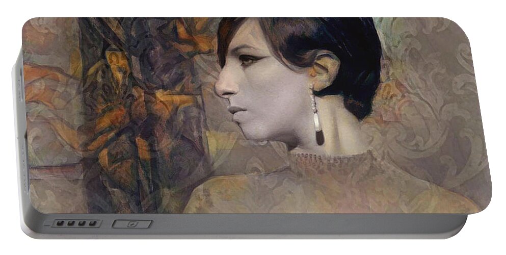 Portable Battery Charger featuring the digital art Barbra Streisand 87 by Richard Laeton