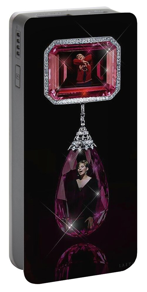  Portable Battery Charger featuring the digital art Barbra Streisand 9 by Richard Laeton