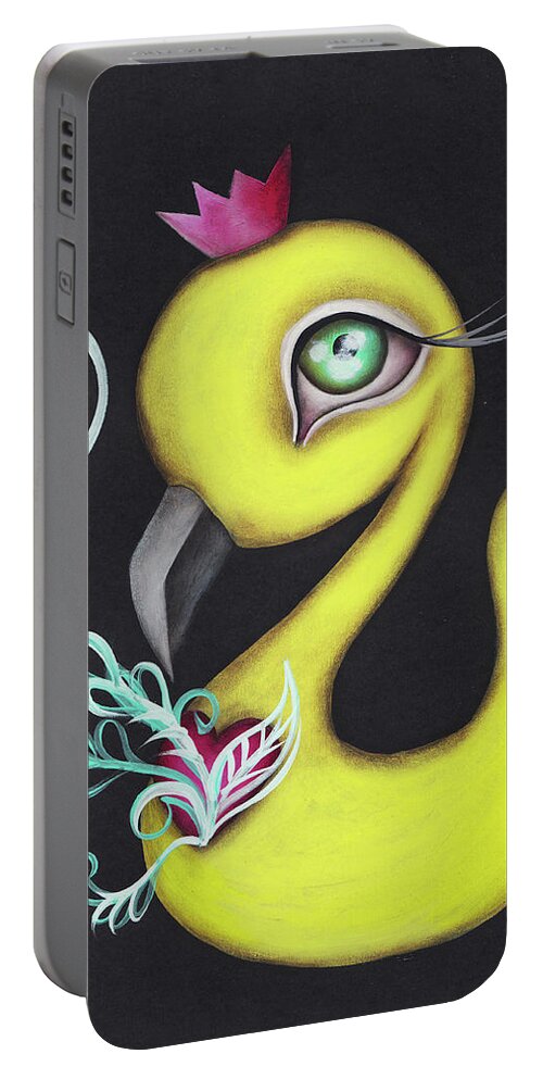 Duck Portable Battery Charger featuring the painting Bardan by Abril Andrade